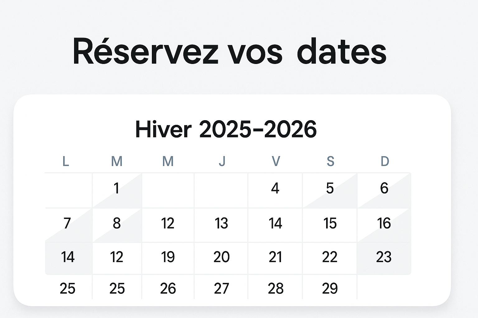 calendrier chalet immo hiver